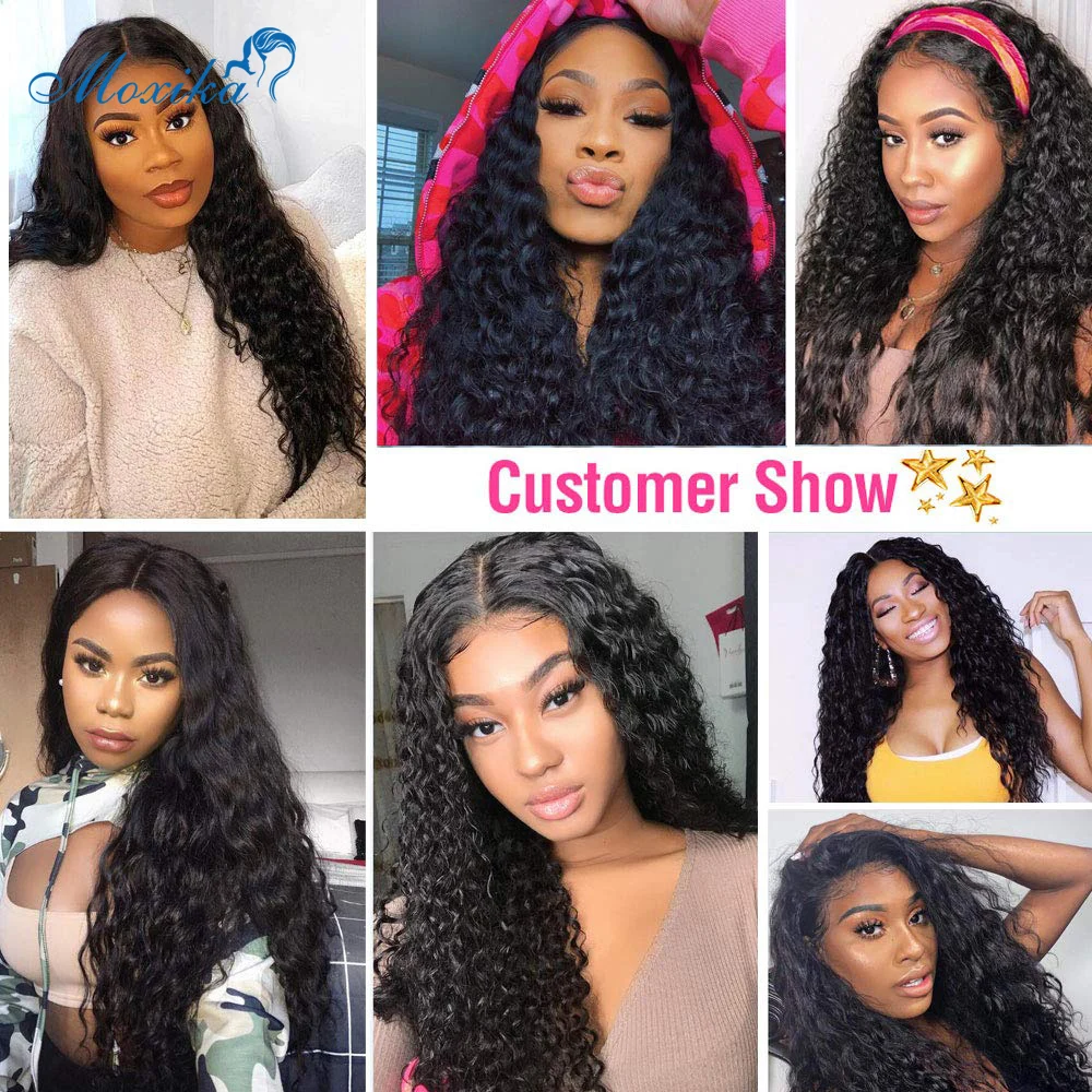 13*4 Brazilian Water Wave Wig Pre Plucked Curly Wave Lace Front Human Hair Wigs With Baby Hair Remy Lace Front Wigs 150% Moxika
