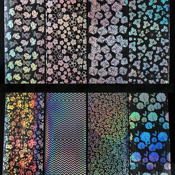 

8pcs/pack Transfer Sticker Nail Foils Set Starry Paper Mixed Printing Wraps Adhesive Nail Art Decoration Sticker Decals Tool