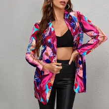 Chaqueta de un solo botón para otoño e invierno, traje Popular con estampado de Color contrastante, Blazer