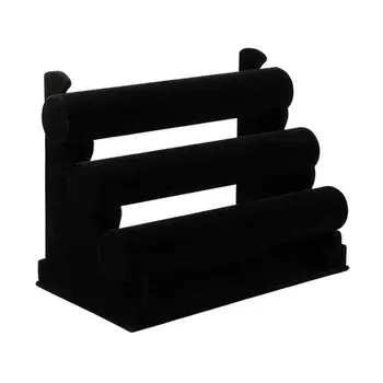

Black Velvet Three Layer Jewelry Display Bangle Bracelets Holder Watch Organizer Rack Storage Holder Jewelry Accessories