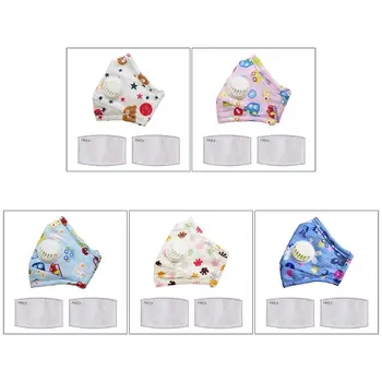 

New Children Washable Cartoon Cotton Mouth Mask with Breathing Valve Activated Carbon PM2.5 Filter Anti-pollution