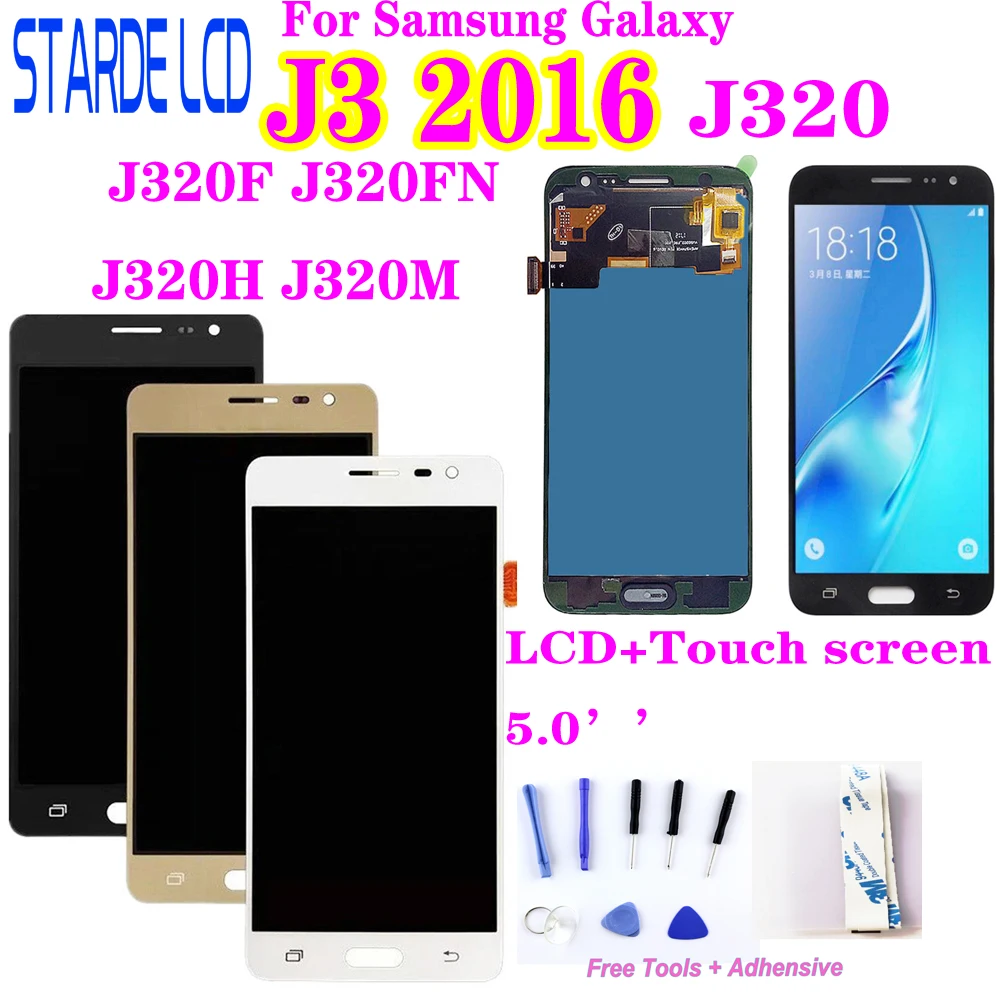 Amoled lcd SM-J320FN/F/M/H/DS для samsung Galaxy J3 J320 ЖК-дисплей+ сенсорный экран J320F J320FN J320H J320M J3 lcd