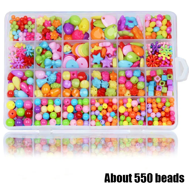 Новинка, креативная игрушка для девочек, сделай сам, бисер, весь набор аксессуаров/Детские художественные Развивающие игрушки для рукоделия, подарки для детей - Цвет: About 550pcs beads