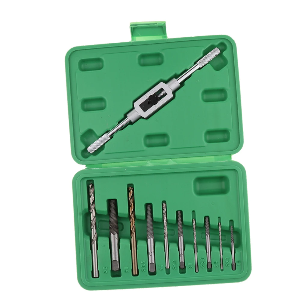 11 PCS Stainless Steel Fishing Tackle Boxes Damaged Broken Screw Extractor Drill Bit Bolt Stud Remover Tool Kit Set