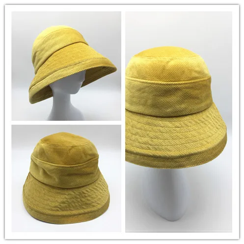 Женская Вельветовая шляпа-ведро для девушек, однотонная зимняя Рыбацкая шляпа с регулируемой лентой внутри, женские розовые, черные шляпы для защиты от солнца