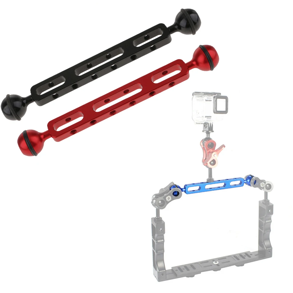 Dual Ball Joint Extension Arm for Camera Diving Underwater Photography, Pack of 2, Red/Black
