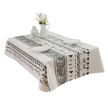 

Home Rectangular Cover Oilproof Decorative Table Cloth Geometric Pattern Washable Moroccan Style Reusable Dining Anti Dirt