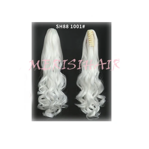 1001 Волосы MERISI, длинные волнистые, конский хвост, накладные волосы, коготь, конский хвост, 22 дюйма, синтетические волосы, цвет пианино, женские шиньоны - Цвет: 1001