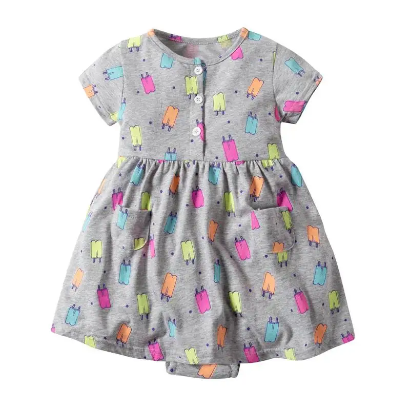 Лидер продаж, модные платья для маленьких девочек одежда для малышей комбинезон принцессы с короткими рукавами для маленьких девочек летняя одежда для младенцев От 0 до 2 лет - Цвет: color as picture