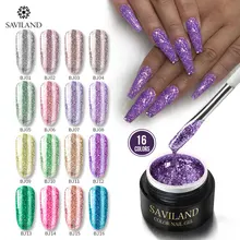 Saviland сверкающий Платиновый Гель-лак 10 мл УФ/светодиодный Гель-лак для ногтей мерцающий Блестящий цветной лак впитывающий Гель-лак для ногтей