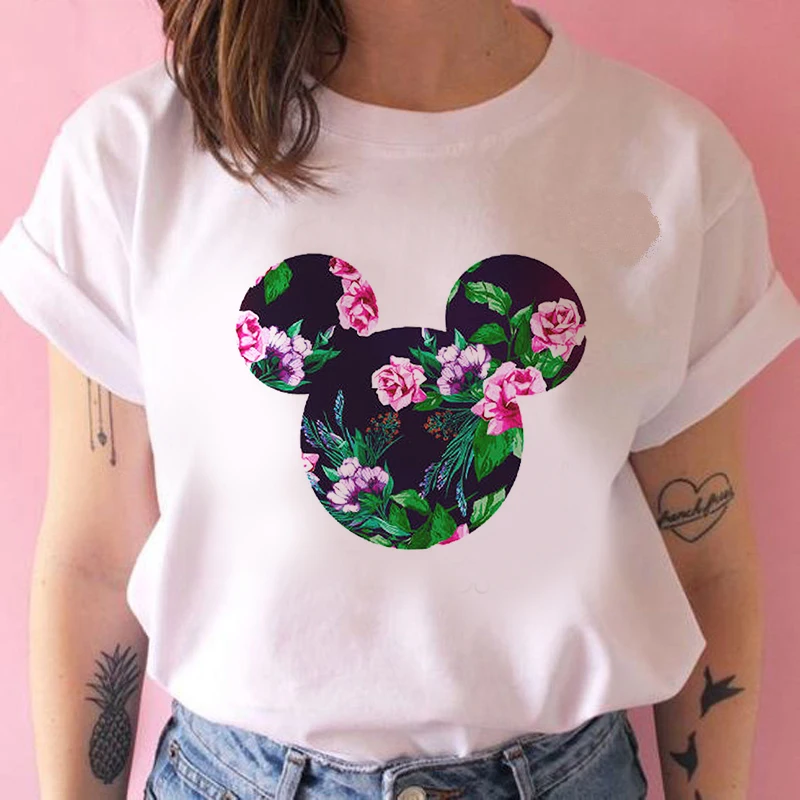 Fashion Women T Shirt Harajuku Cartoon Mickey's head Tshirt 90s Painting Ulzzang Casual Tops Tees T-shirt Female Clothes