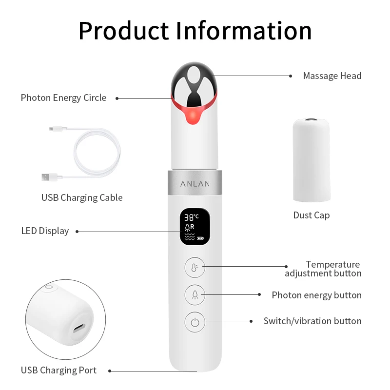 Массажер для кожи вокруг глаз ANLAN электрическое вибрирующее устройство