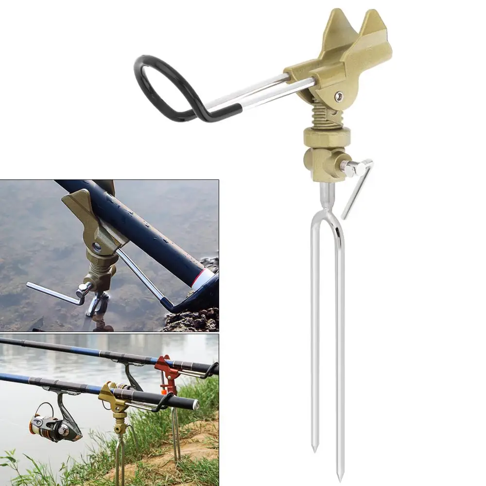 

Fishing Rod Holder Bracket Angle Adjustable Fishing Rod Stand Gold Metal Handle Support Holder for Telescopic / Handle Rod