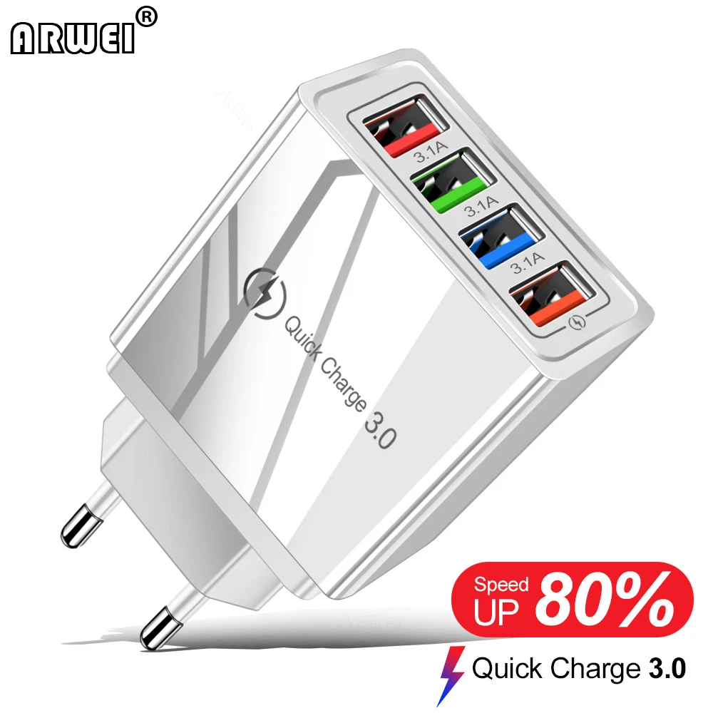 

EU Plug USB Charger Quick Charge 3.0 For Phone Adapter for Huawei Mate 30 Tablet Portable Wall Mobile Charger Fast Charger