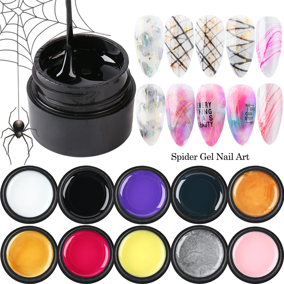 

6ml Nail Spider Gel Polish Painting Nail Art UV LED Gel Varnish Drawing 3D Silk Creative Web Line Nail Lacquers Manicure TR1615