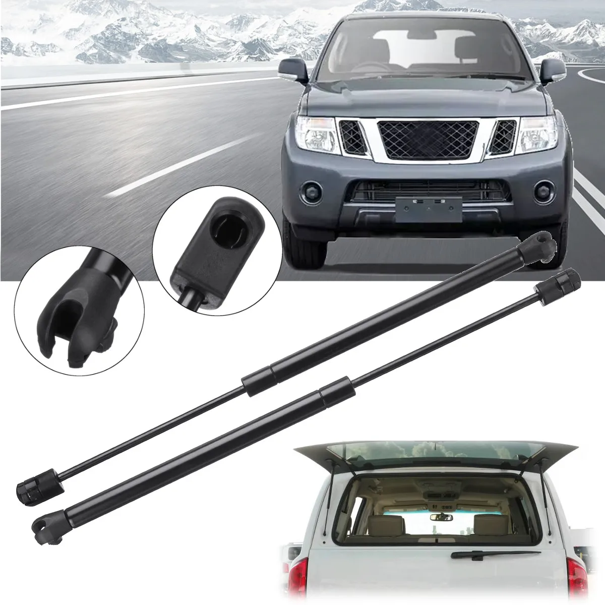 Распорки газовые для заднего стекла Nissan Pathfinder R51 2005-2013 черные углеродистая сталь 2