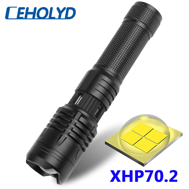 XHP70.2 Светодиодный фонарик Powerbank Функция Usb зарядка Stretch Zoomable Мощный 18650 или 26650