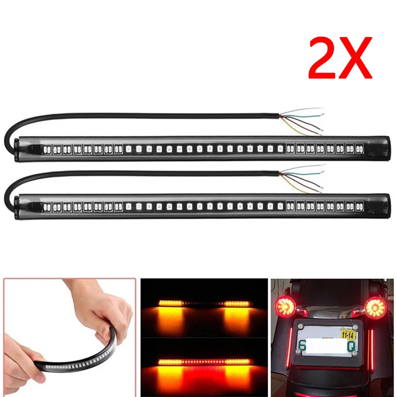 DC 12V Motorcycle 48 LED Integrated Brake Stop Turn Signal Tail Light Strip Bar