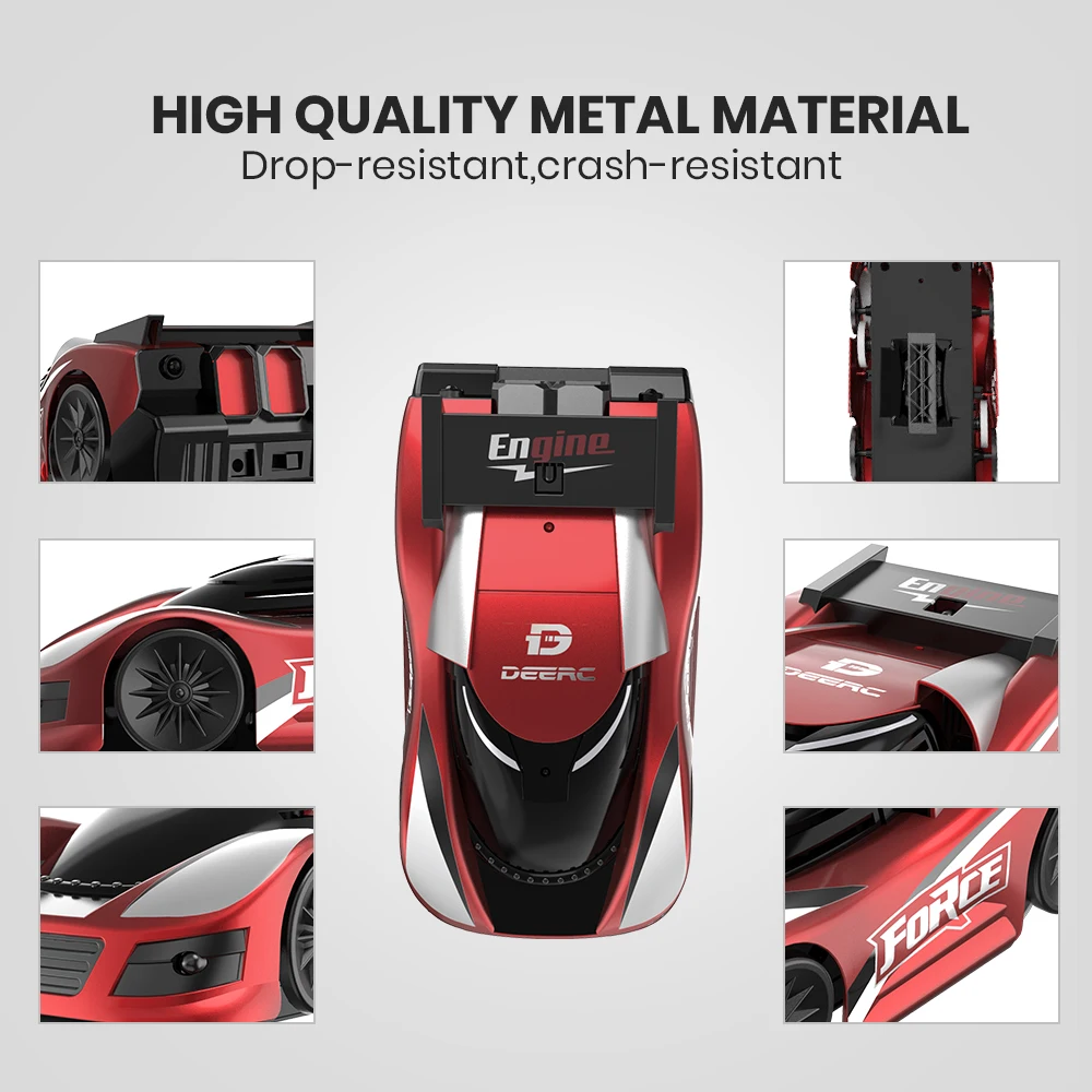 Deerc 1:10 Mini RC Car Toys For Children Wall Climbing Drift Car Multi-Channels 360° Stunt Remote Control Drift Toy For Kids