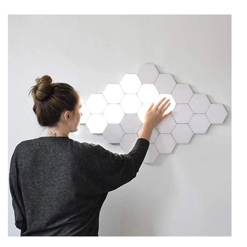 Simple combination splicing touch-sensitive intelligent quantum light LED honeycomb corridor bedroom background wall wall lamp