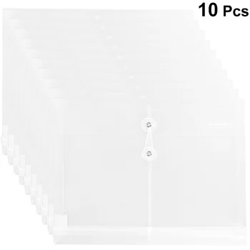 

10pcs Plastic Envelopes Waterproof Clear with String File Folder for School