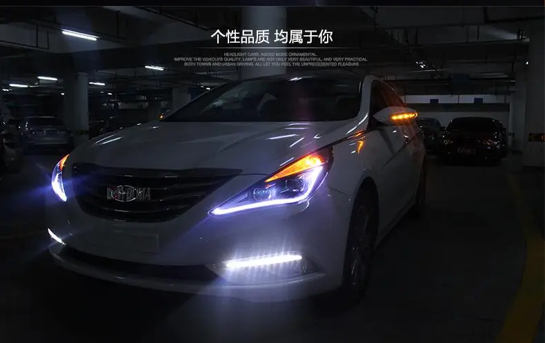 Автомобильный Стильный чехол на головную лампу для hyundai Sonata 2011- фары светодиодный фары DRL Объектив Двойной Луч Биксеноновые HID аксессуары