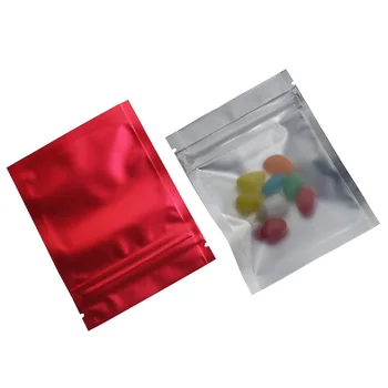

7.5x10cm Red Zipper Clear Plastic 100Pieces Heat Seal Packing Bag Food Vacuum Storage Pouch Aluminum Foil Zip Lock Packing Bags