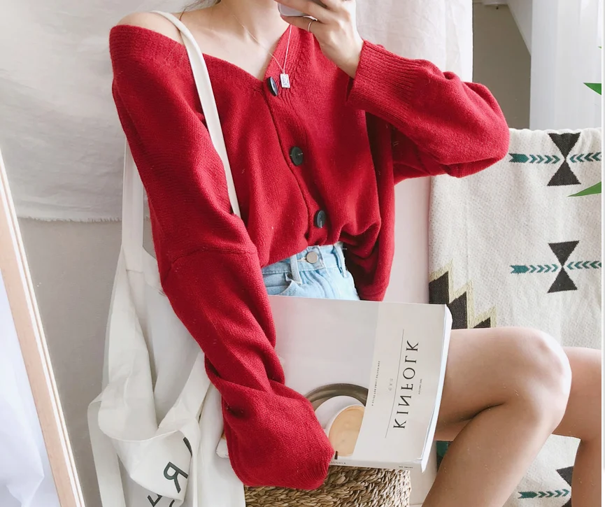 H Han queen корейский Зимний женский свободный длинный рукав вязаный свитер кардиган пальто толстый женский Харадзюку кардиган свитер
