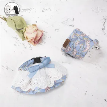 

Princess Bow Dog Saliva Towel Harness Leash Set Puppy Cat Outdoor Walking Collar WithTraction Rope Pet Soft Floral Saliva Towel
