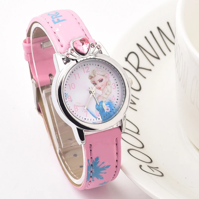 Girl B Pink Новые детские часы с героями мультфильмов, детские часы принцессы для девочек, кварцевые часы с человеком-пауком для мальчиков и студентов, модные кожаные Наручные часы - Цвет: Girl B Pink