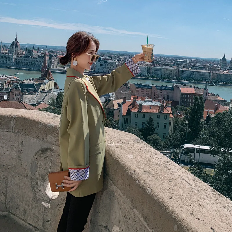 

Suit Jacket Women's 2019 Online Celebrity Spring And Autumn New Style Korean-style Loose-Fit Students BF British Style Tops Casu