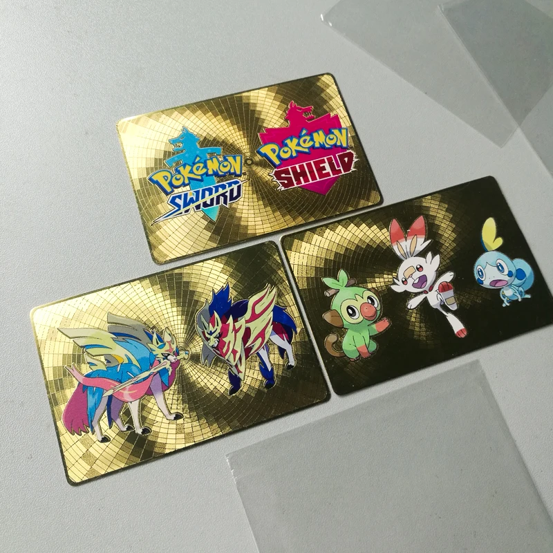 Металлические золотые флеш карты Pokemon блестящий меч и щит скорбанни фальшивые