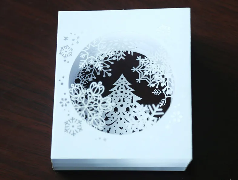 New 100pcs Merry Christmas Card 3D Snowflake laser cards Paper craft Pop Up gift Box for festival greeting Cards