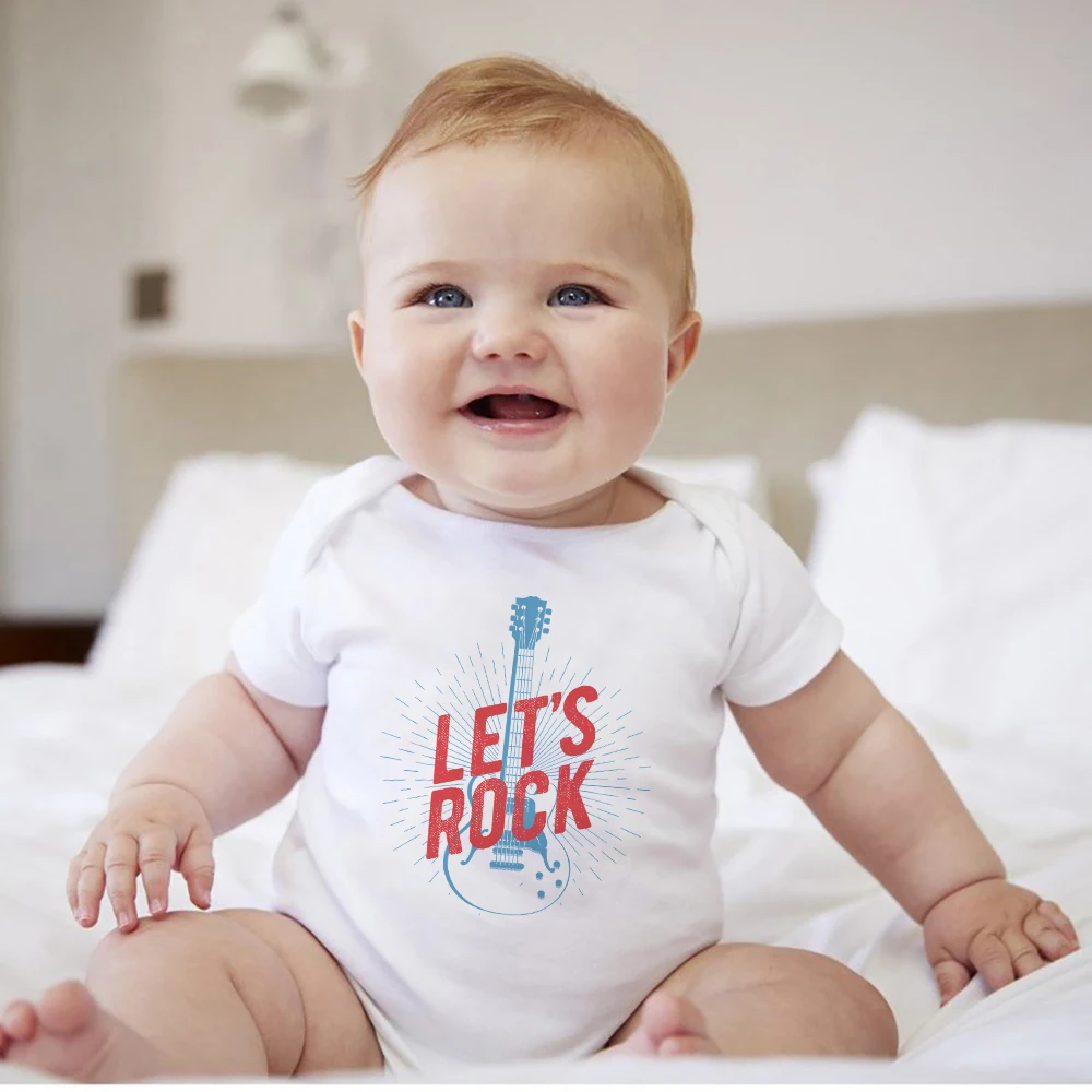 

Let's Rock Baby Bodysuits Fashion Trend Infant Boy Clothes Home Casual Comfy Soft Newborn Onesies Pajamas O-neck Jumpsuits