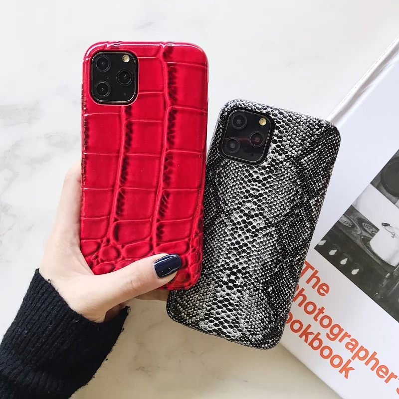 Мягкий силиконовый чехол для телефона с текстурой крокодила для iphone 11 pro XS MAX X XR 7 8 6 6S plus чехол из искусственной кожи со змеиным узором