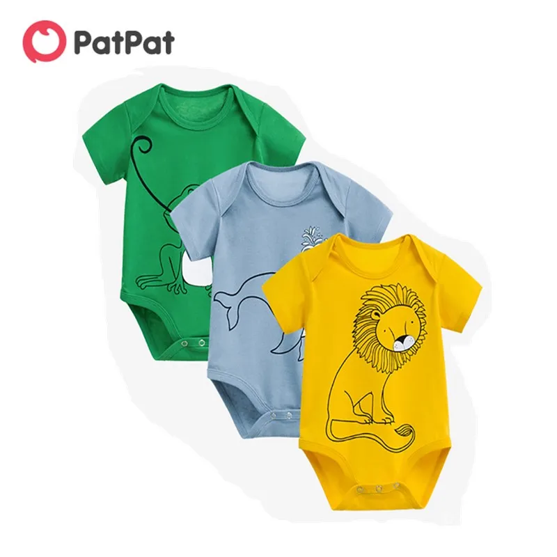 PatPat 2020 новый летний детский комбинезон с длинным рукавом и принтом животных 3