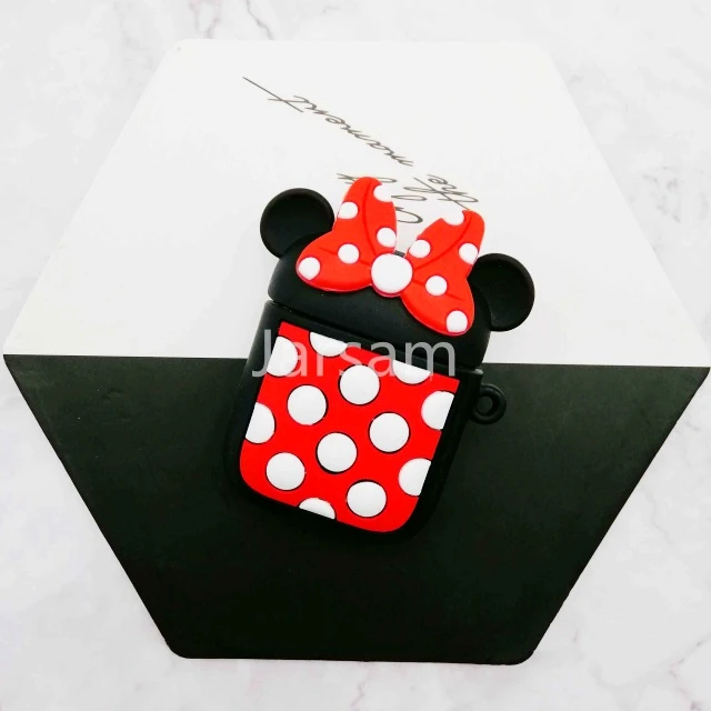 Minnie Для AirPods чехол 3D милый бисквит чехол для наушников s для Apple Airpods 2 забавная Защитная крышка без кольца на палец - Цвет: Minnie