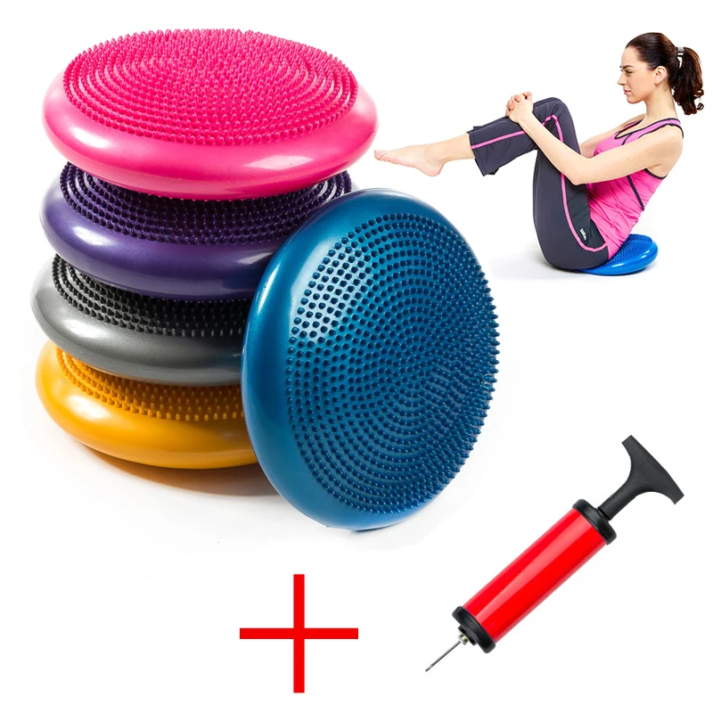 

PVC Inflatable Yoga Ball Cushion Balance Pad Massage Fitness Balls Practice Feet Universal Durable Pilates Equipment With Pump