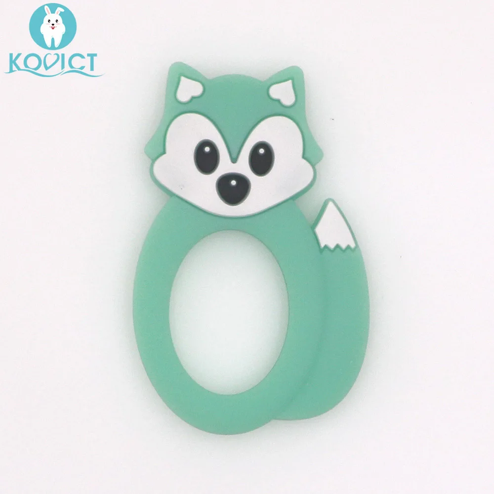 04 Green Kovict BPA бесплатно 1 шт. лиса детский Силиконовый грызунок грызуны Прорезыватели для зубов жевательные в форме животных детские товары для кормления подарок - Цвет: 04 Green