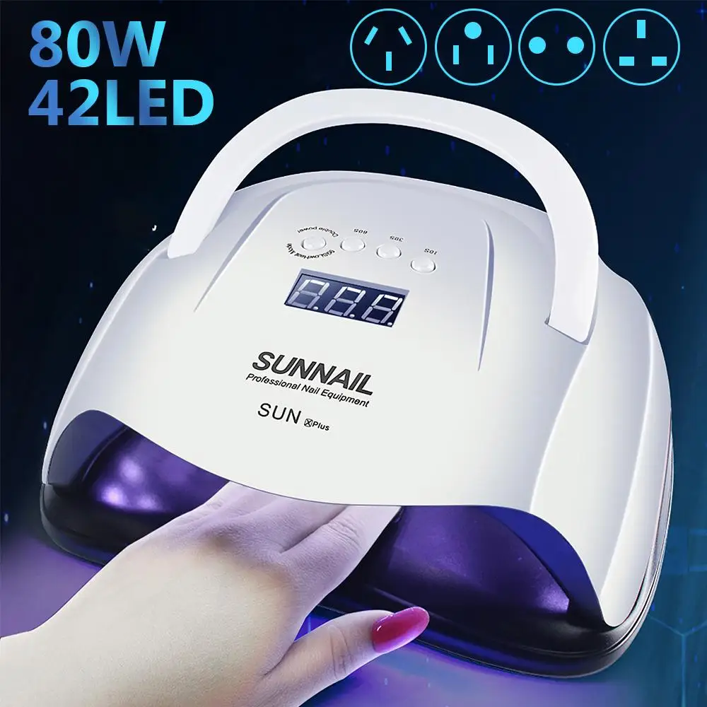 

SUNX Plus 80W UV LED Nail Lamp High Powder 42 Double Light Beads Nail Dryer For All Gel Polish Digital LCD Display Nails Lamp