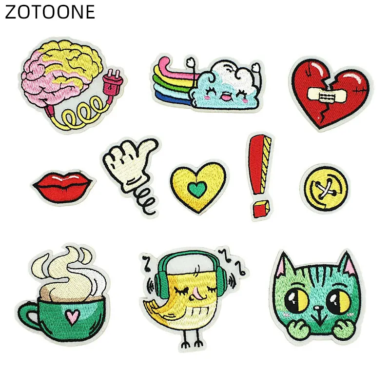 ZOTOONE Patches Iron on Heart Badge Cat Sew Patch for Clothes Heat Transfer Diy Sticker Applique Embroidered Cloth Fabric G | Дом и сад