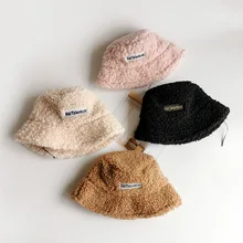 

Winter Baby Girls Boys Bucket Hat Cute Children Outdoor Sun Cap Warm Beanies Kids Lamb Cotton Adjustable Hats Thick Warm Caps