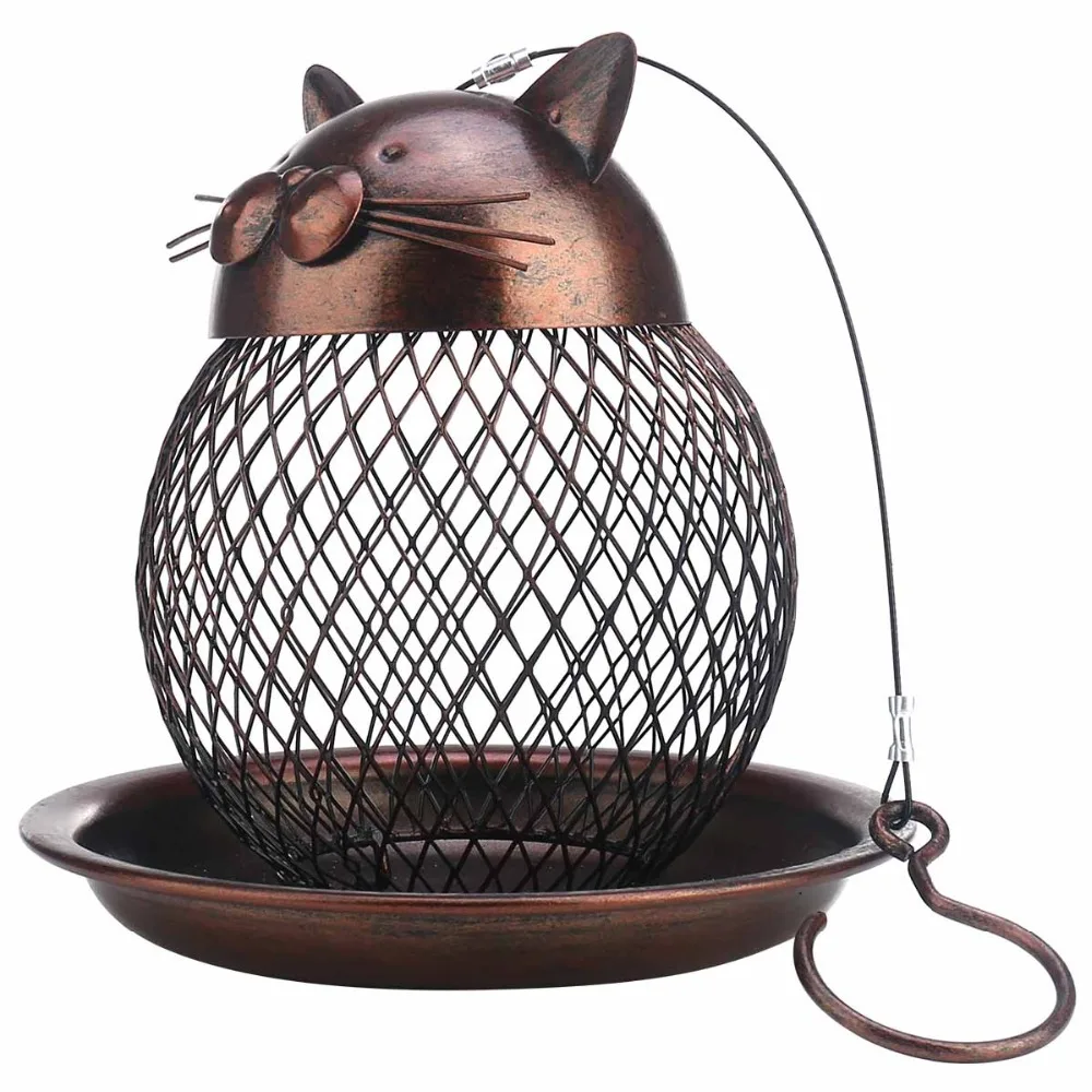 Tooarts Cat Shaped Bird Feeder Cat Shaped Vintage Handmade Outdoor