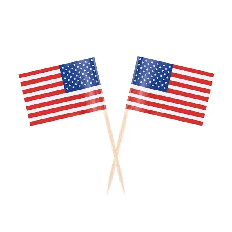 100pcs American National Flag Cake Topper Decor Insert Card For 4th Of July Independence Day Party Gathering Cupcake Toppers