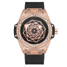 

2020 New Style Men Luxury Watch Bling Full Diamond Iced Out Bang Quartz Wristwatch Rubber Strap Gift Luminous Watches Clock