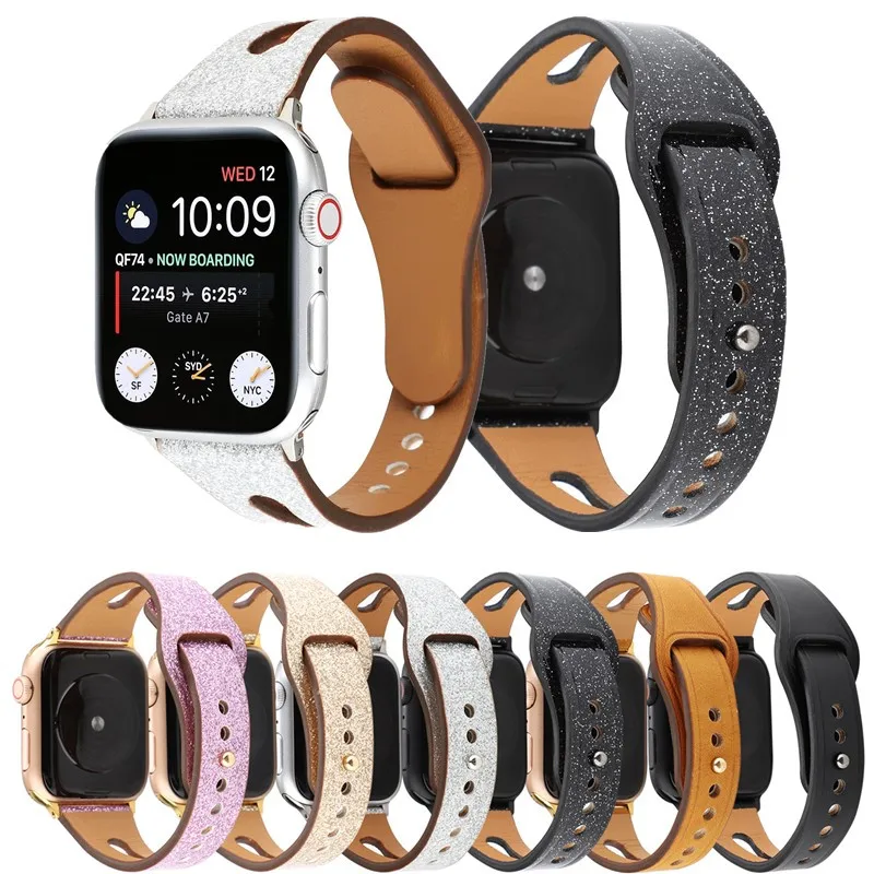 

Genuine Leather loop Bracelet for Apple Watch 4 band slim fit Strap 44/40/42/38mm Replacement wrist accessories for iwatch 3/2/1