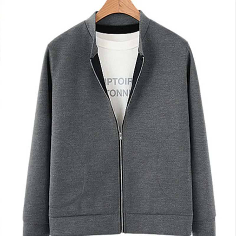 

Fall/winter Casual Commuter Sweater Collarless Pocket Zipper Cardigan Plus Velvet Long Sleeve Sweater Cardigan Jacket Women Coat