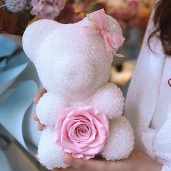 

Crystal Diamond Gift Ornament Eternal Flower Diamond Bear Christmas Decoration Exquisite Celebration Kids Cute