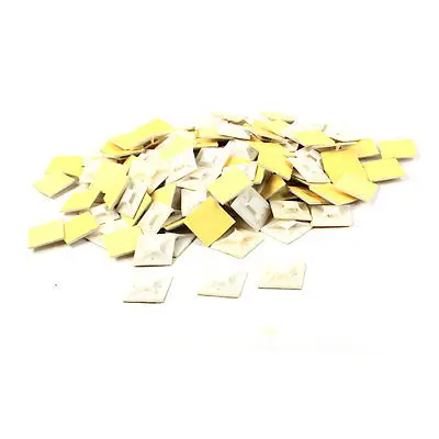 

White Plastic Cable Wire Tie Self Adhesive Type Base 40mm x 40mm 140 Pcs