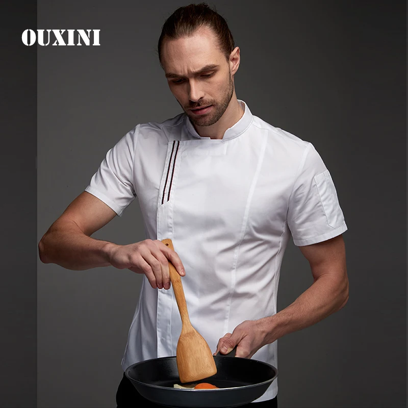 Летняя мужская белая рубашка шеф повара костюм кухонная куртка ресторан